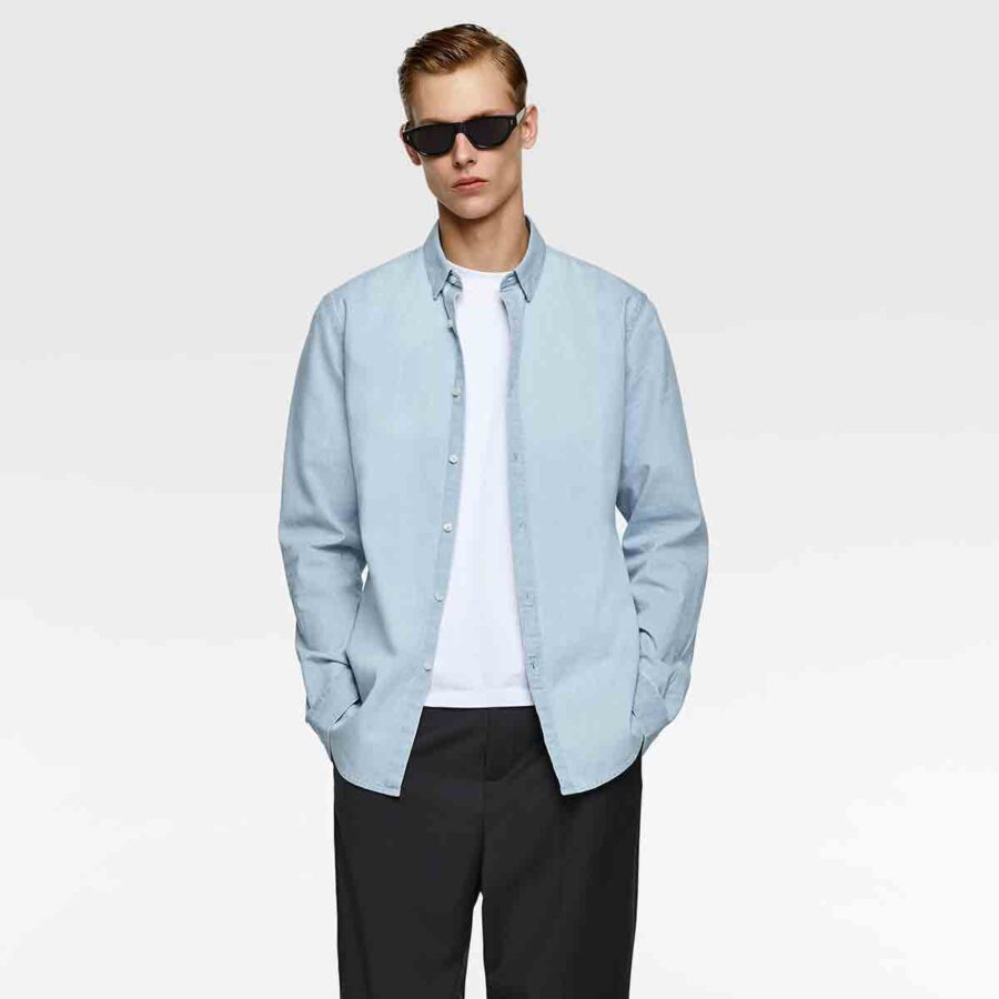 TrendyAgent Washed Denim Shirt – Classic Casual Shirt for Men with Soft, Vintage Finish - Image 3